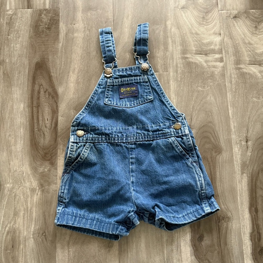 Vintage 80' OshKosh B'Gosh Vestbak Romper Overalls USA 24M made in USA paper tag